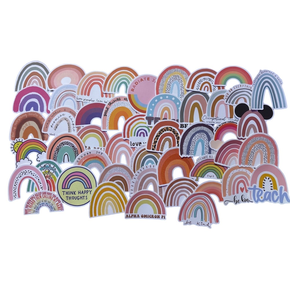NEW 47pc Boho Rainbow Inspirational Vinyl Sticker Pack
